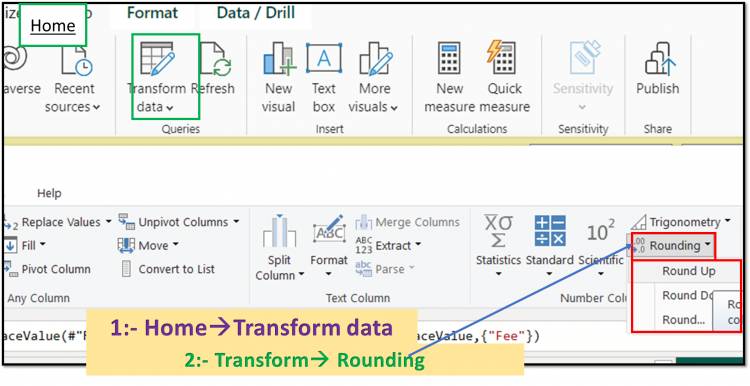 Transform Tab in Query Editor: The "Rounding" option in Power BI's Query Editor: Lesson-7 P-11