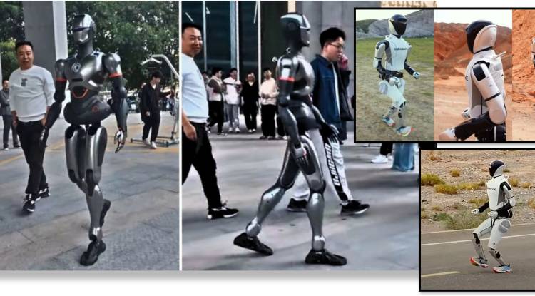 Human-like robot strolling around China: