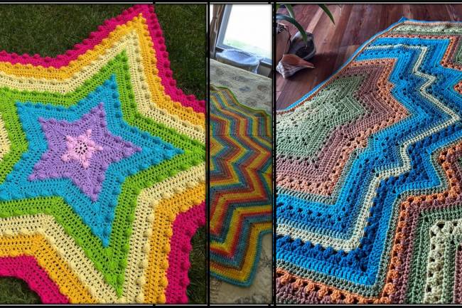 A “6-Day Star Blanket” that uses a double crochet stitch: Step by STep