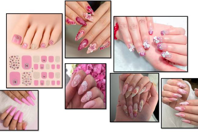 3D Gel Nails with Pink's Color Shades